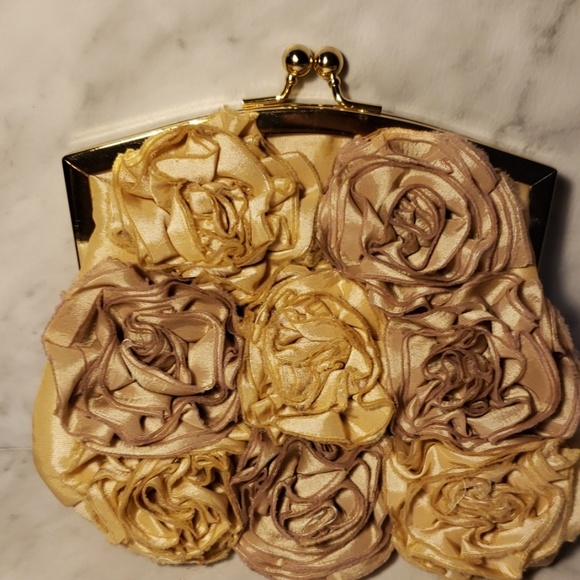 Lulu Townsend Handbags - LuLu Townsend satin Floral Rouched Clutch
